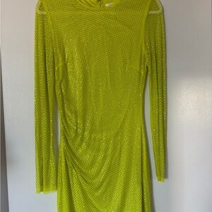 H&M Vibrant Yellow Sequin Long Sleeve Dress